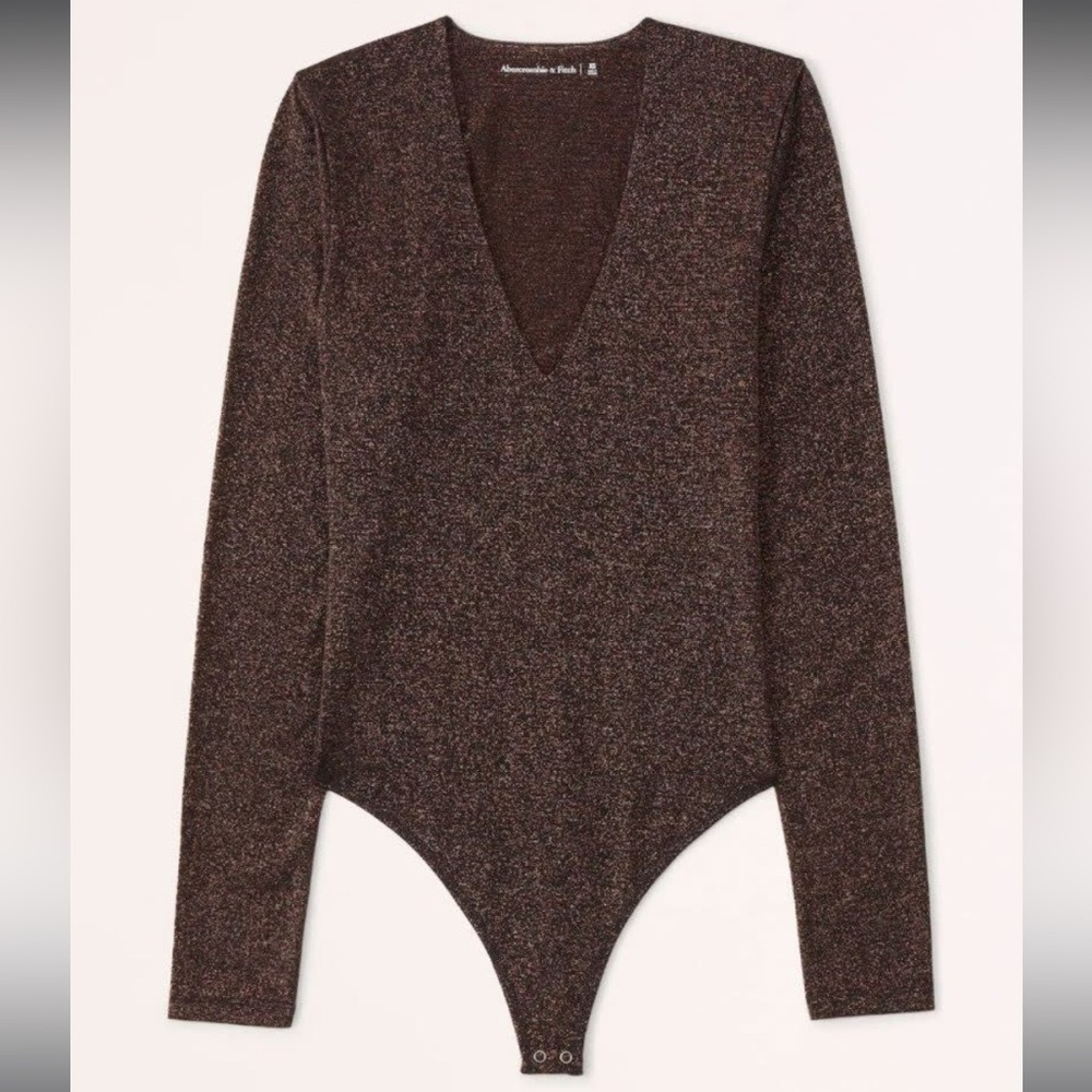 Abercrombie & Fitch Copper Shimmer Long Sleeve Bodysuit Small S New NWT